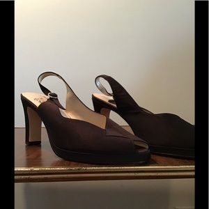 Just Libby heels, black fabric sling back